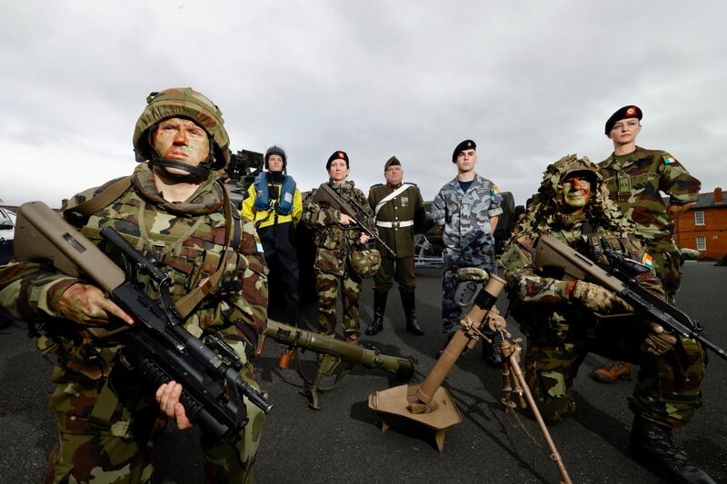 Serving members of the Reserve Defence Forces at Cathal Brugha Barracks. Photograph: Alan Betson