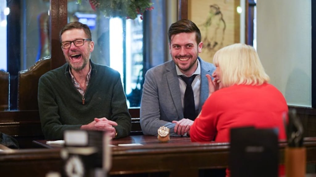 Father and son, Derek and Graham Ryan, with their colleague Philomena Morgan. Photographs: Conor Mulhern