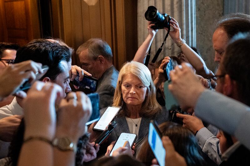 Senator Lisa Murkowski (Republican-Alaska) after the Senate passed the contentious Bill, which she opposed, on July 1st. Photograph: New York Times