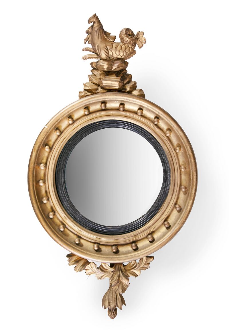 Lot 185: Regency convex wall mirror €400–€600; Adam’s