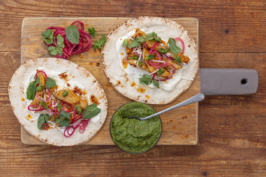 Celeriac flatbread. Photograph: Harry Weir