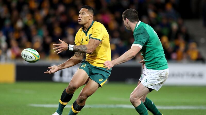 Australia have complained about blocking tactics Ireland used against Israel Folau. Photo: Mark Dadswell/EPA