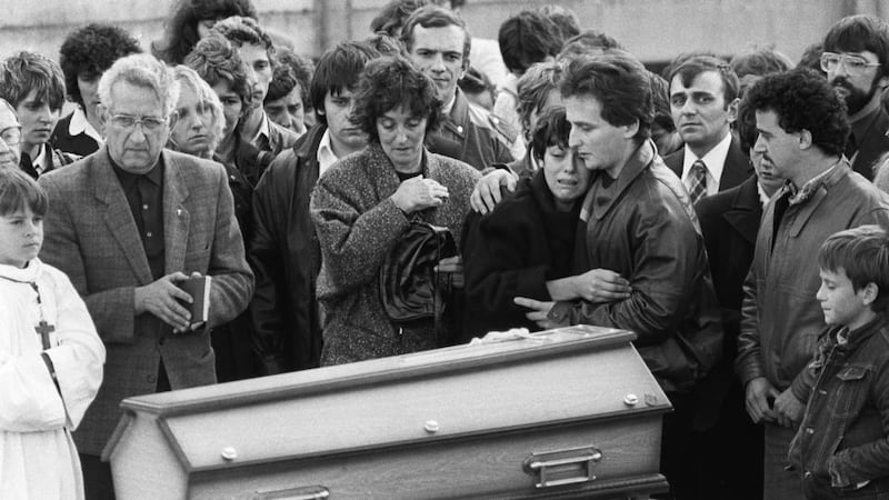 Christine and Jean-Marie Villemin, parents of Gregory Villemin, during the funeral ceremony. Photograph: Jean-Claude Delmas/AFP/Getty Images