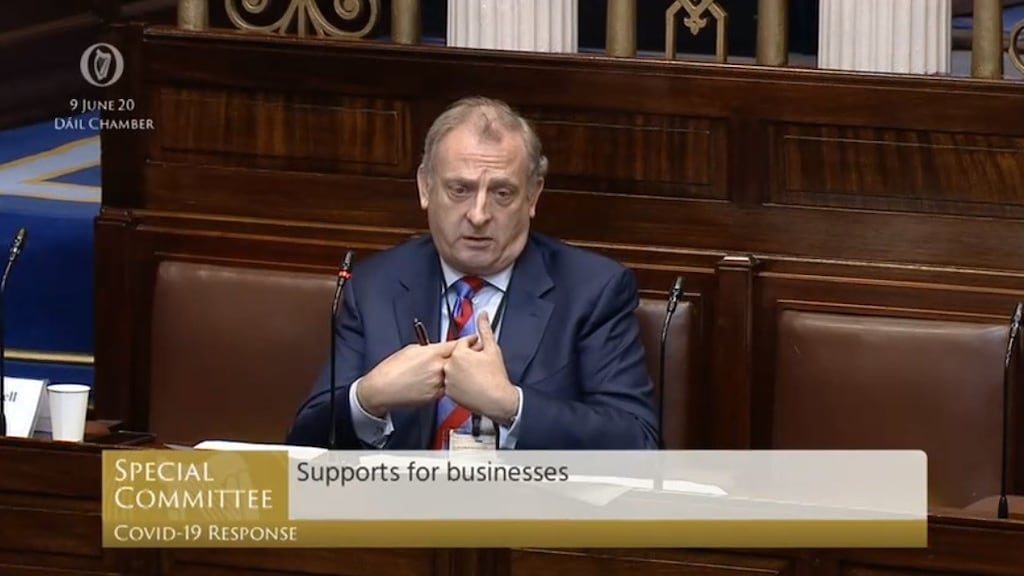 Screengrab from Oireachtas TV of Neil McDonnell, chief executive of Isme, who claimed in the Dáil that a senior trade union official and a senior civil servant have accused small business owners of “fiddling their expenses”. Screengrab: Oireachtas TV/PA Wire