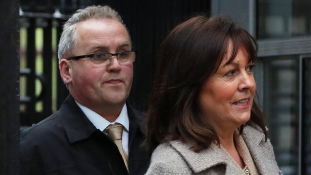 Noel and Rosemary Rice, of Mill Road, Dundalk, Co Louth, leaving today after the opening day of a High Court action for damages against Dundalk Town Council and Louth County Council. Photograph: Collins