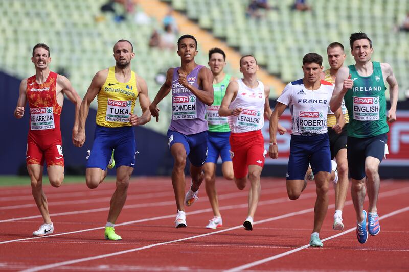 Mark English during the second heat of the 800m at the European Athletics Championships. Photograph: Alexander Hassenstein/Getty Images
