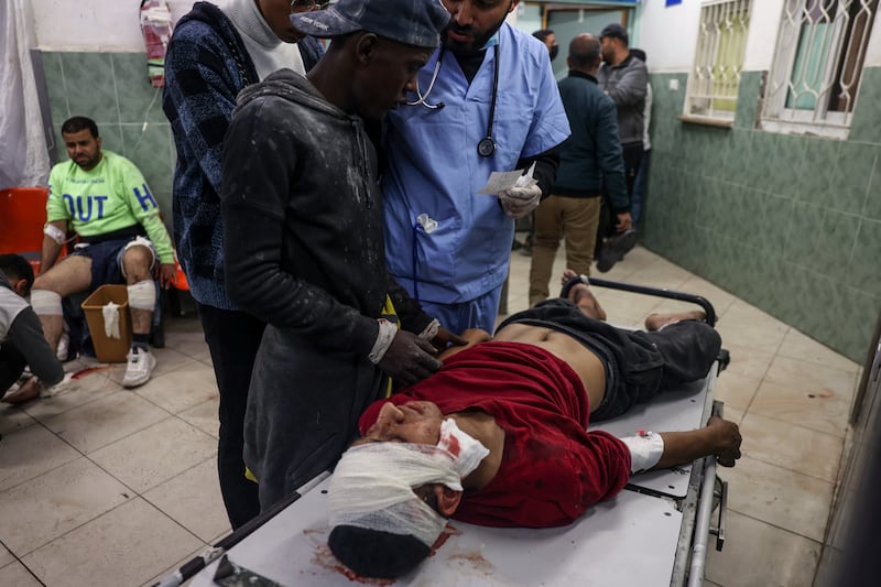 A wounded Palestinian man receives treatment at Al-Najjar Hospital in Rafah, in the southern Gaza Strip, following Israeli strikes. Photograph: Said Khatib/AFP via Getty Images