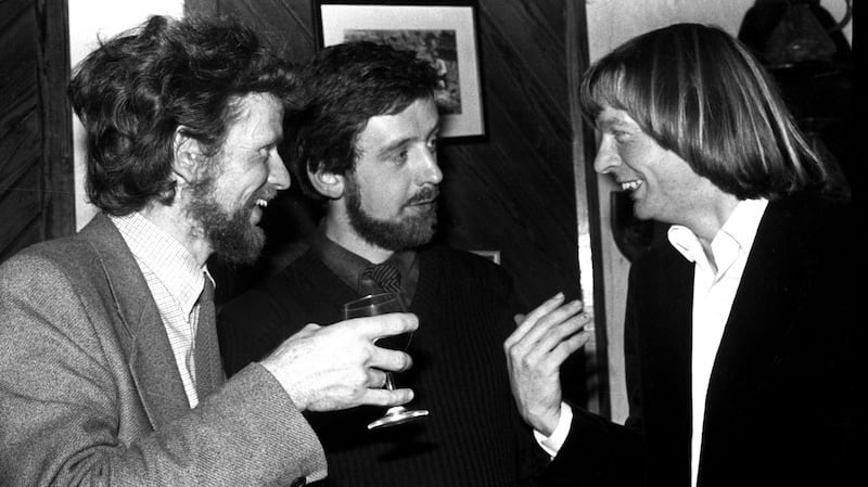 Paul Hyde, Michael Harding and David Irving at the presentation for the Hennessy New Irish Writing Awards in 1980. Photograph: Jimmy McCormack