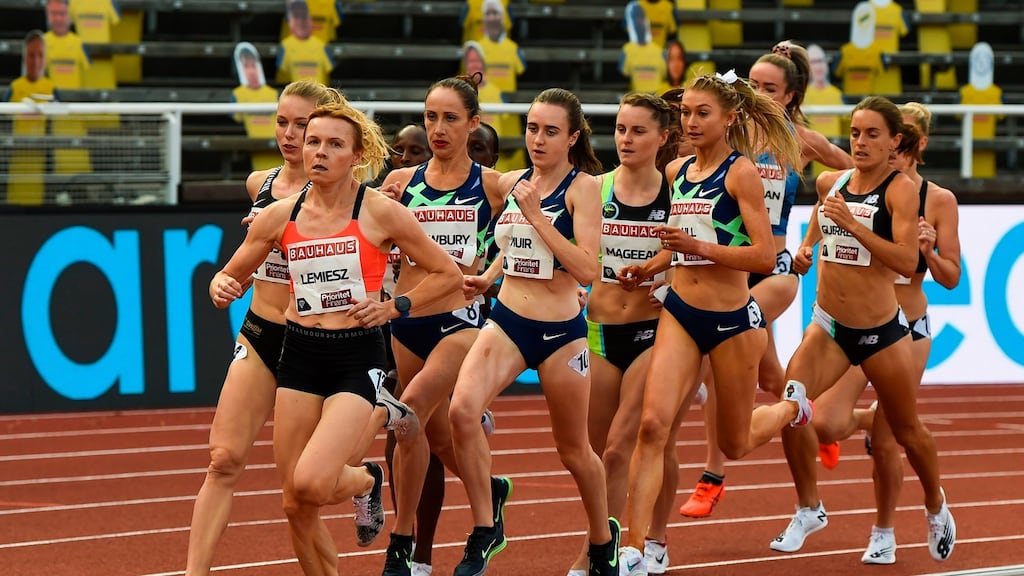 The women’s 1500m event at the Diamond League Athletics meeting in Stockholm. Photograph: Getty Images