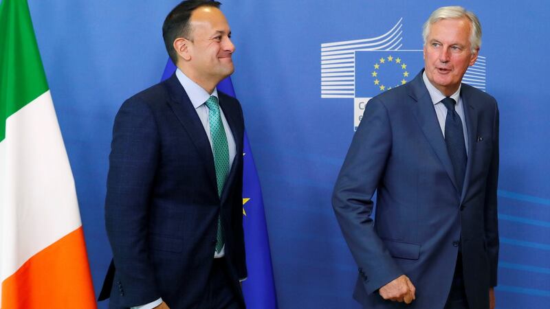 Taoiseach Leo Varadkar is welcomed by Michel Barnier in Brussels on October 4th, 2018. Photograph: Yves Herman/Reuters