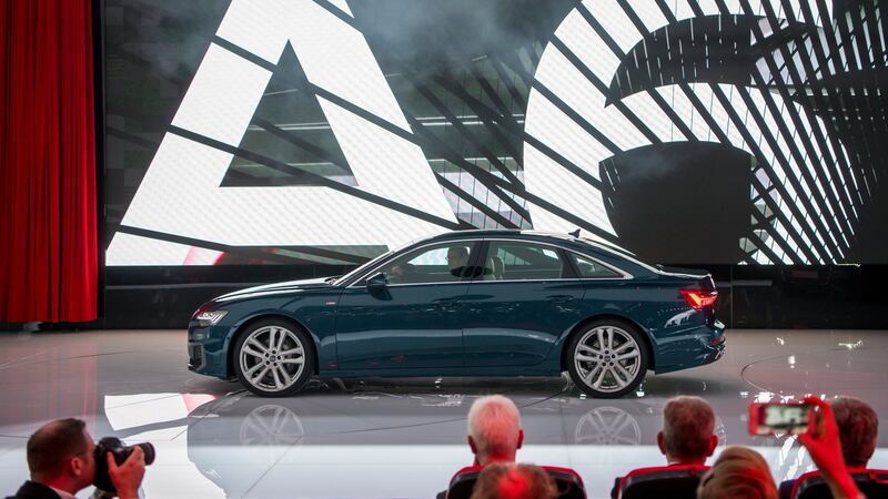 The new Audi A6 is presented during media day at the Geneva Motor Show on Tuesday. Photograph: EPA/Martial Trezzini