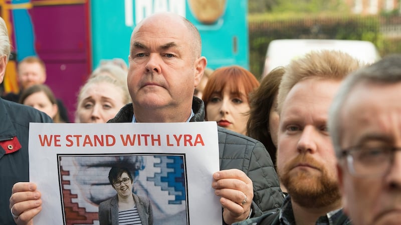 23/04/2019 .The National Union of Journalists (NUJ) held a vigil for murdered journalist Lyra McKee in Dublin. Journalists and members of the NUJ attended the event.Photograph: Dave Meehan