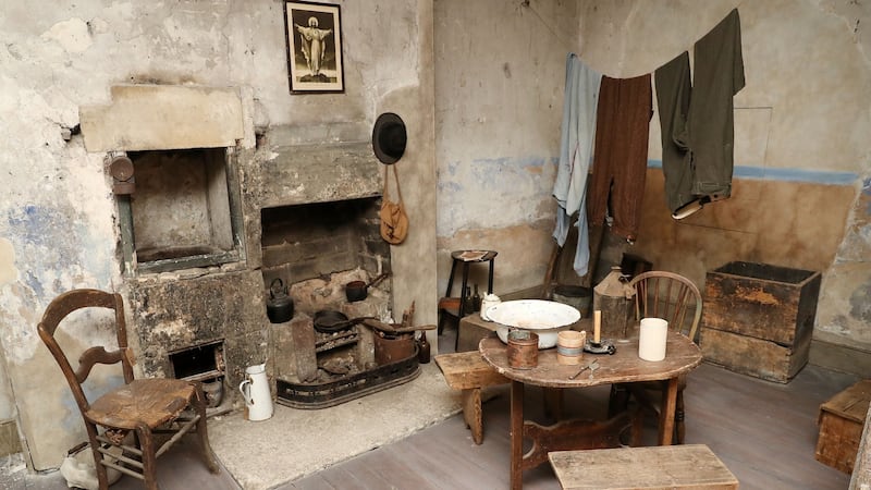 A detail of an installation showing a tenement dwelling from the 1900s at 14 Henrietta Street. Photograph: Marc O’Sullivan