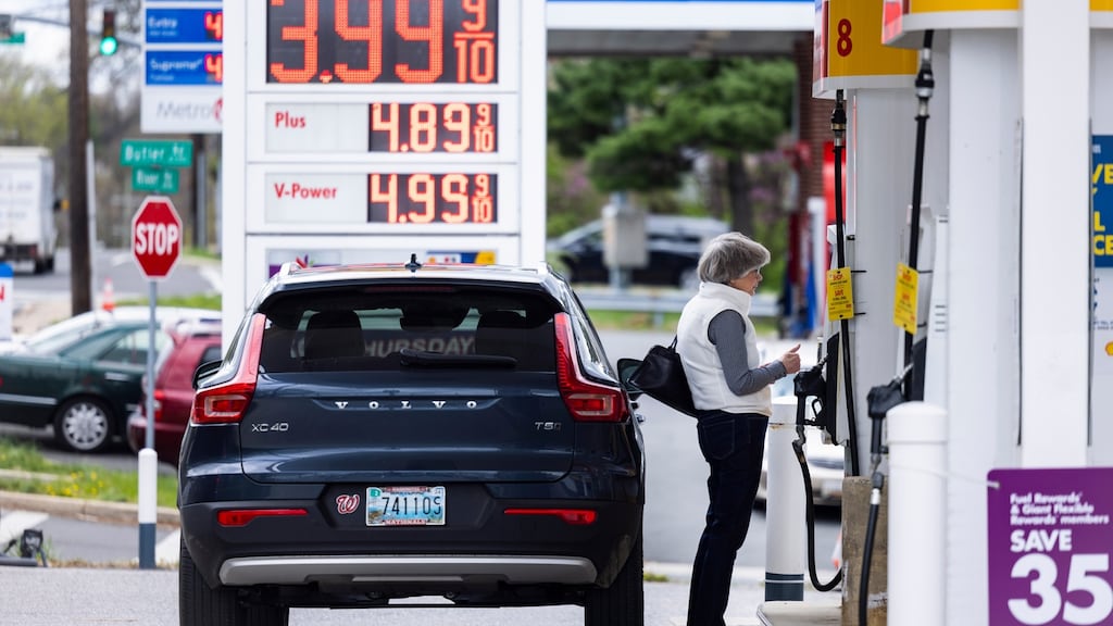 Average gas prices in the US hit $4.33 a gallon last month, compared with around $2.60 in 2019. Photograph: EPA/Jimlo Scalzo