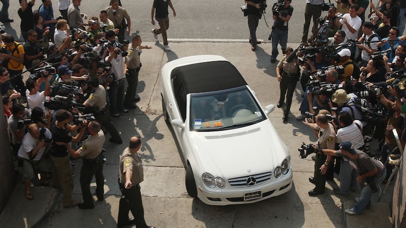 Britney Spears drives past paparazzi in Los Angeles on her way to a custody hearing for her two children in October 2007. Photograph: Robyn Beck/AFP/Getty Images