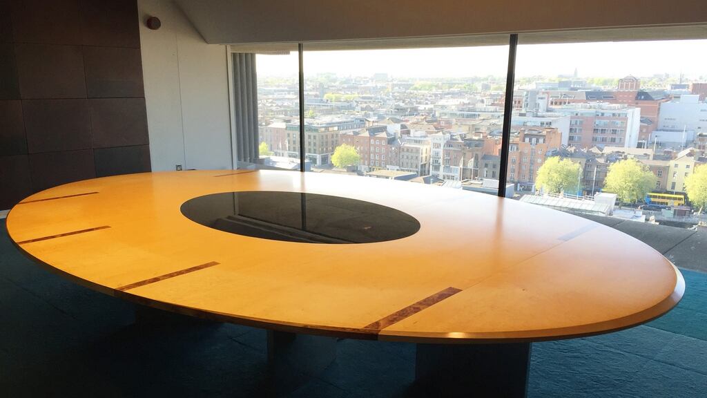 One of the Klimmek Furniture-designed tables from the former Central Bank building in Dame Street, Dublin.