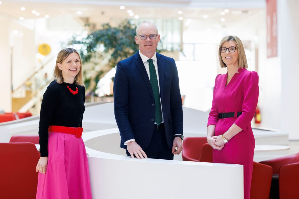 Vodafone Ireland's Amanda Nelson (left), with Minister for Enterprise Simon Coveney and Vodafone's business unit chief Sinead Bryan
