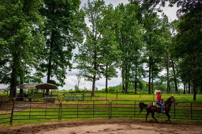 Ms. Brooks, who is an avid barrel racer, on her horse Howle. “This was a situation where I could also contribute,” she said of her participation in the study.