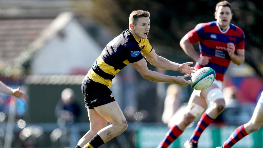 Young Munster’s Cian Bohane in action during the Ulster Bank League Division 1A game against Clontarf at Castle Avenue. Photograph: Tommy Dickson/Inpho