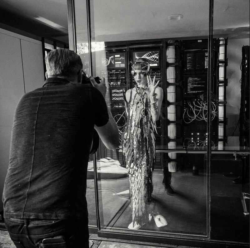 Bryan Adams and Grimes during the shooting of the 2022 Pirelli calendar. Photograph: Alessandro Scotti/Pirelli/PA Wire