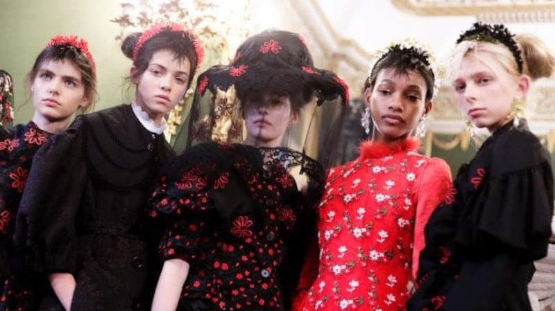 Models at Simone Rocha’s catwalk show for London Fashion Week.