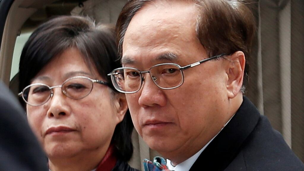 Former Hong Kong chief executive Donald Tsang and his wife Selina arrive the High Court in Hong Kong. Photograph: Reuters