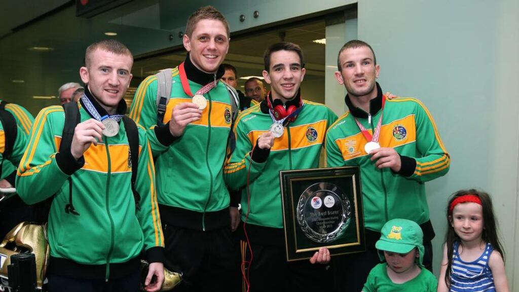 Paddy Barnes (silver), Jason Quigley (gold), Michael Conlon (silver) and John Joe Nevin (gold) return from the European Championships, possibly for the last time as amateurs.