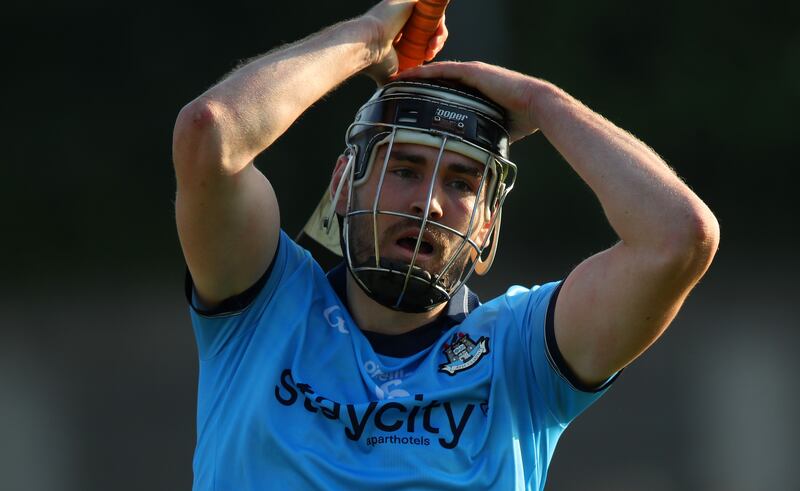 Dublin's Ronan Hayes dejected after a goal attempt was saved
by goalkeeper Eoin Murphy during the defeat to Kilkenny at Parnell Park. Photograph: Leah Scholes/Inpho