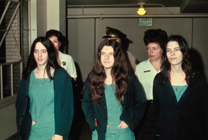 Charles Manson followers Susan Atkins, Patricia Krenwinkle, and Leslie van Houten in 1971. Photograph: Bettmann Archive/Getty
