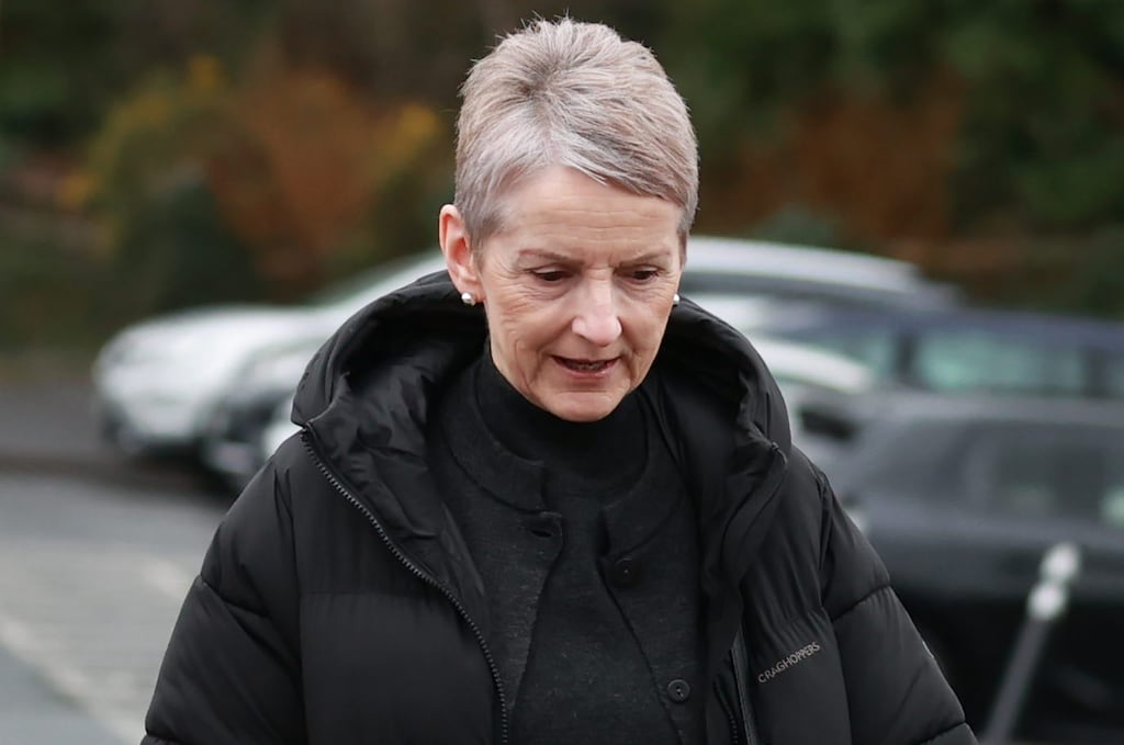 Eleanor Donaldson arrives at Newry Crown Court for a 'no bill' hearing where she is seeking to have two charges dismissed in the historical sex offences case involving herself and her husband Sir Jeffrey Donaldson. Photograph: Liam McBurney/PA Wire