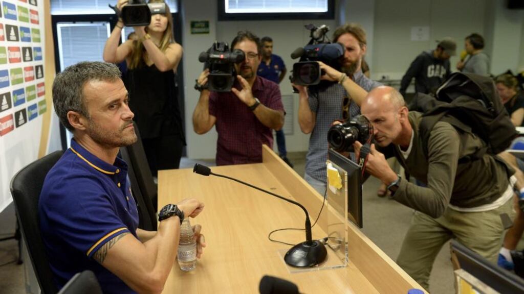 Barcelona’s coach Luis Enrique is eager for the Pedro saga to end. Photograph: Getty Images