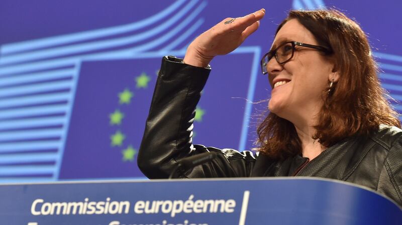European Commissioner Cecilia Malmstrom holds a news conference in Brussels, Belgium March 7, 2018. Photograph: Eric Vidal / REUTERS