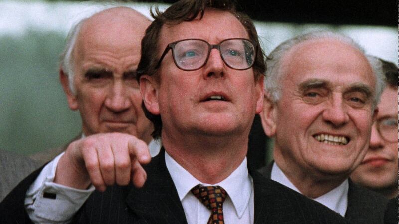 Former unionist leader David Trimble answering media questions on Good Friday, April 10th, 1998, outside Stormont Castle. Photograph: AP Photo/Paul McErlane