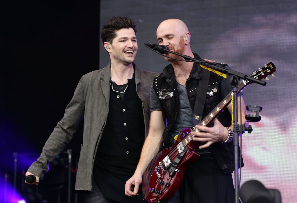 The late Mark Sheehan (right) and Danny O'Donoghue, of The Script, performing on the main stage at the Isle of Wight Festival, Newport, Isle of Wight, in 2013. Photograph: Yui Mok/PA