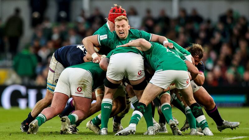 The English-born look offers power in the tighthead lock shirt. Photograph: Ben Brady/Inpho
