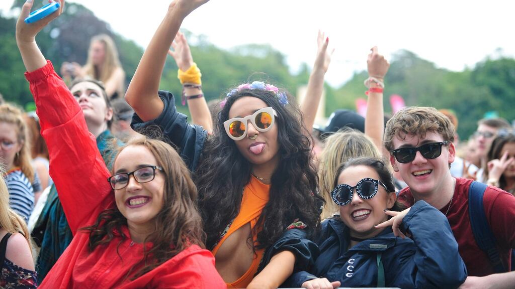 Kate Maher, Emma Keeley-Kawesha, Kenya Dempsey and Kevin Byrne at the Longitude Festival in Marlay Park, Dublin. Photograph: Aidan Crawley