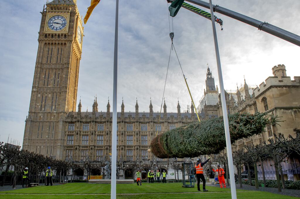 Christmas tree being put up at Westminster: The Northern Ireland Troubles (Legacy and Reconciliation) Bill will create a truth recovery body which will offer immunity from prosecution to perpetrators who co-operate with its inquiries. Photograph: UK Parliament/Annabel Moeller