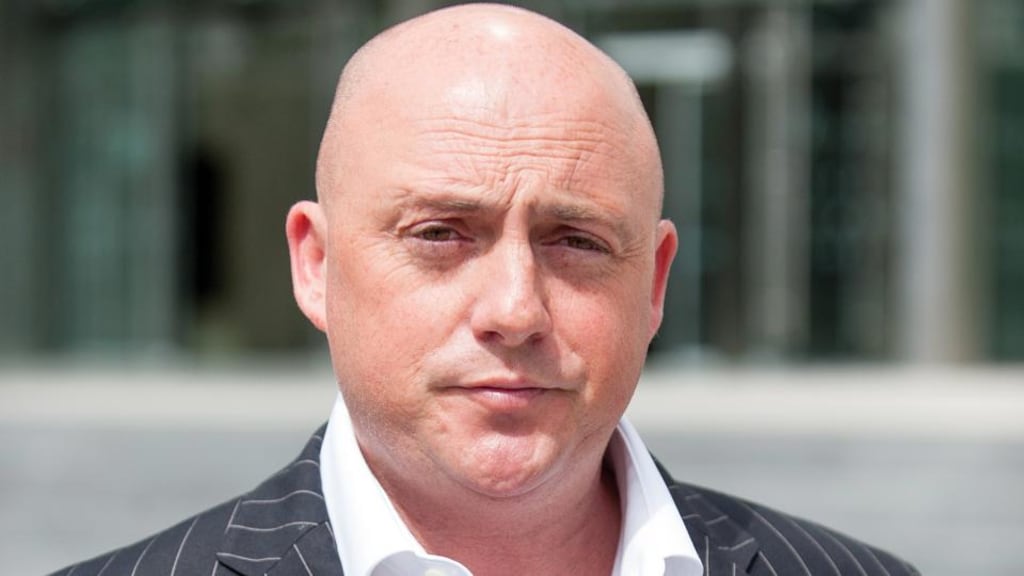 Dave Mahon at Dublin District Court today where the book of evidence was served on him. Photograph: Collins.