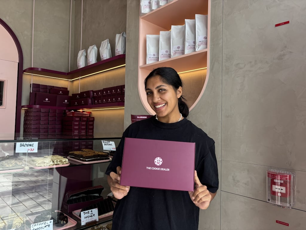 Saifa Kajani in her Dubai shop, the Cookie Dealer