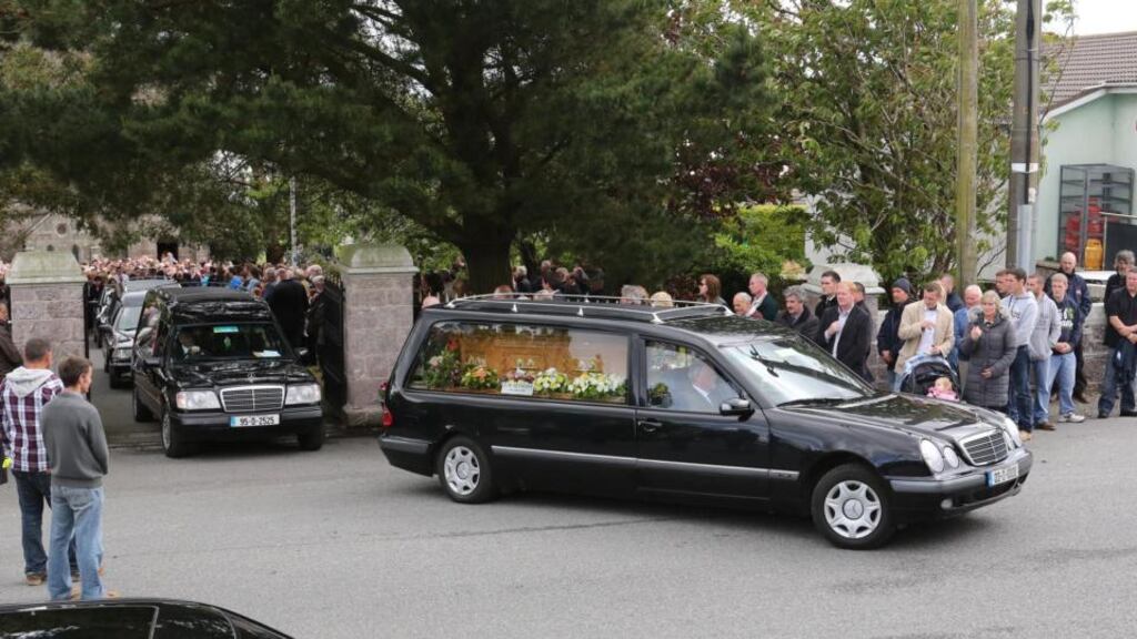Crowds gather for the funerals of Kenny, Paul and Shane Bolger at Crooke church, Co Waterford today. Photograph: Mary Browne