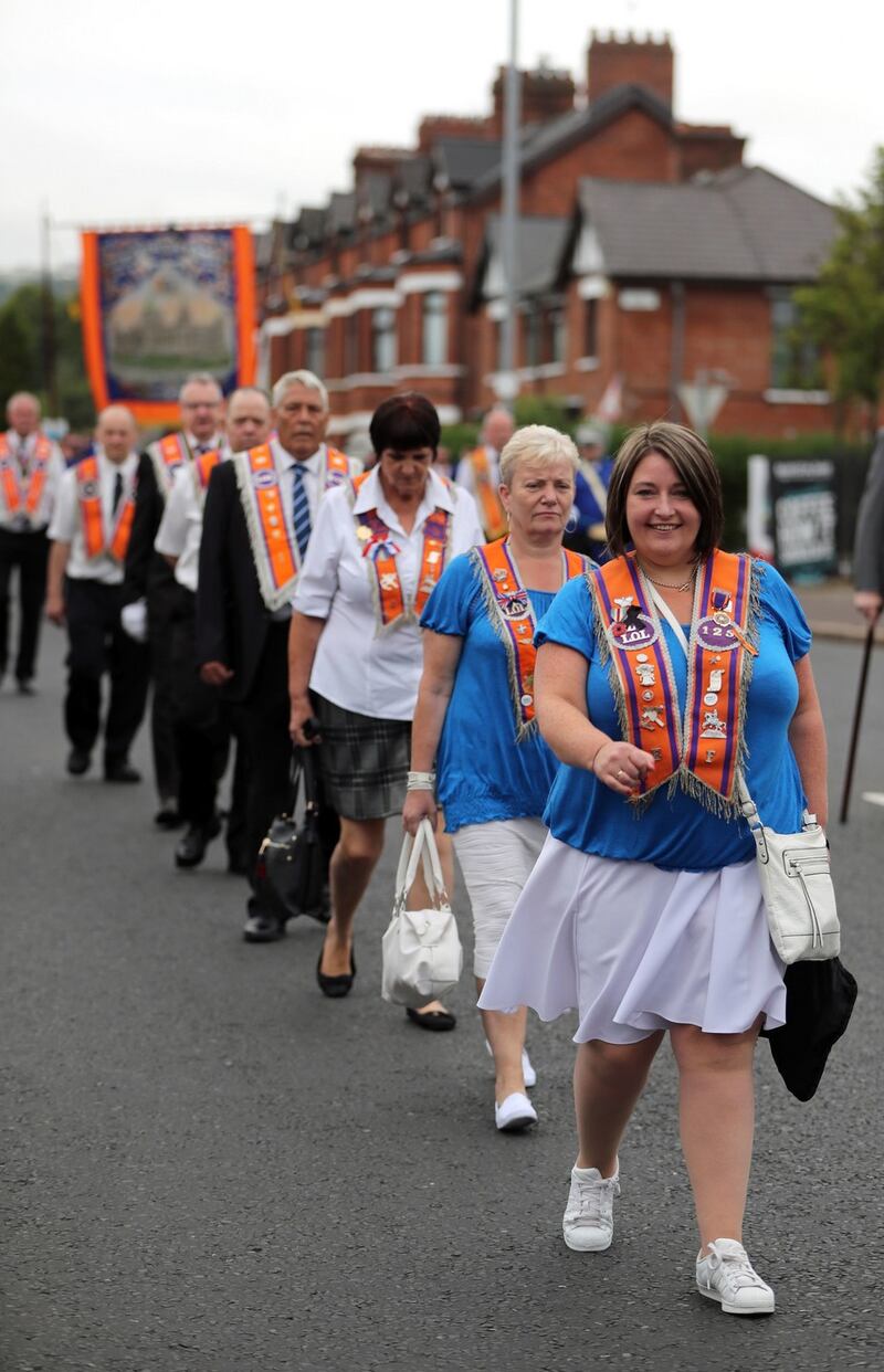 An Orange Order parade in the Ardoyne area of Belfast. Photograph: Niall Carson/PA Wire
