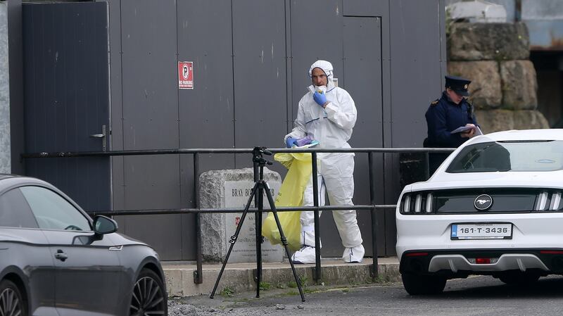 Gardaí at the scene of the triple shooting in Bray on Tuesday. Photograph: Colin Keegan/Collins