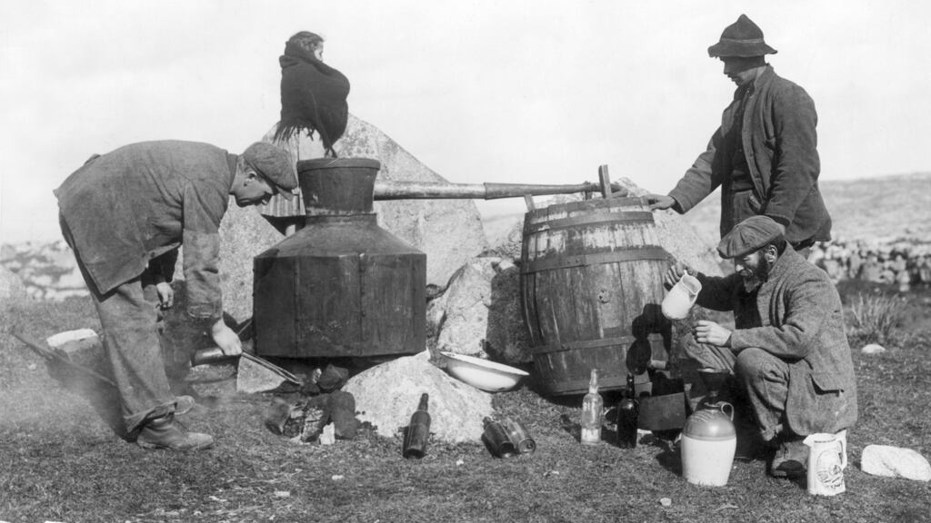 Illicit poitín distillers in Connemara, 1912. Photograph: Daily Mirror/ via Getty Images