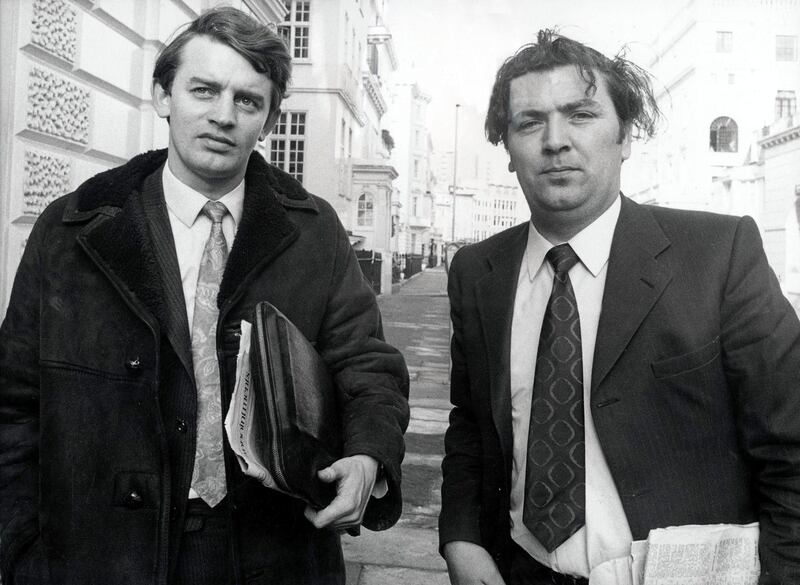 Northern Ireland Stormont MP’s Austin Currie (left) and John Hume. Photograph: Bentley Archive/Popperfoto/Getty Images