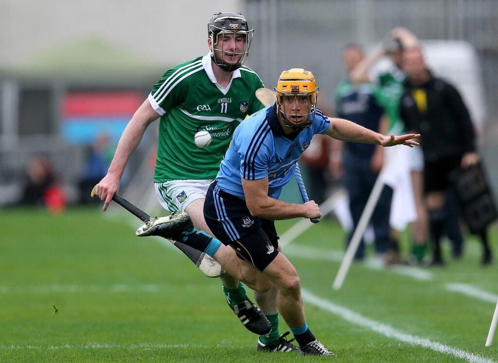 GAA Hurling All Ireland Senior Championship Round 2, Semple Stadium, Thurles, Co. Tipperary 11/7/2015Dublin vs LimerickDublin's Paul Schutte and Declan Hannon of LimerickMandatory Credit ©INPHO/Ryan Byrne