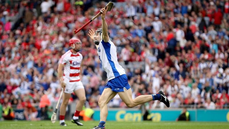 Waterford’s Jamie Barron celebrates scoring a goal against Cork in the Munster semi-final. Photo: Ryan Byrne/Inpho