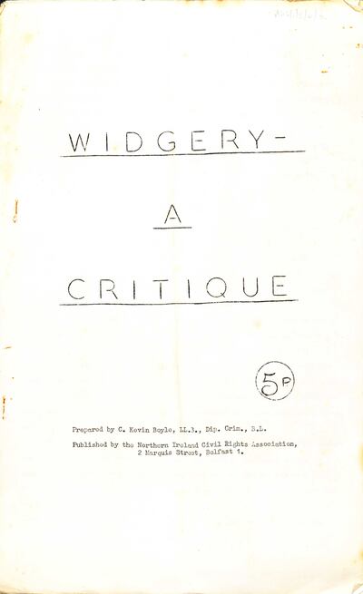 Widgery: A Critique by Kevin Boyle