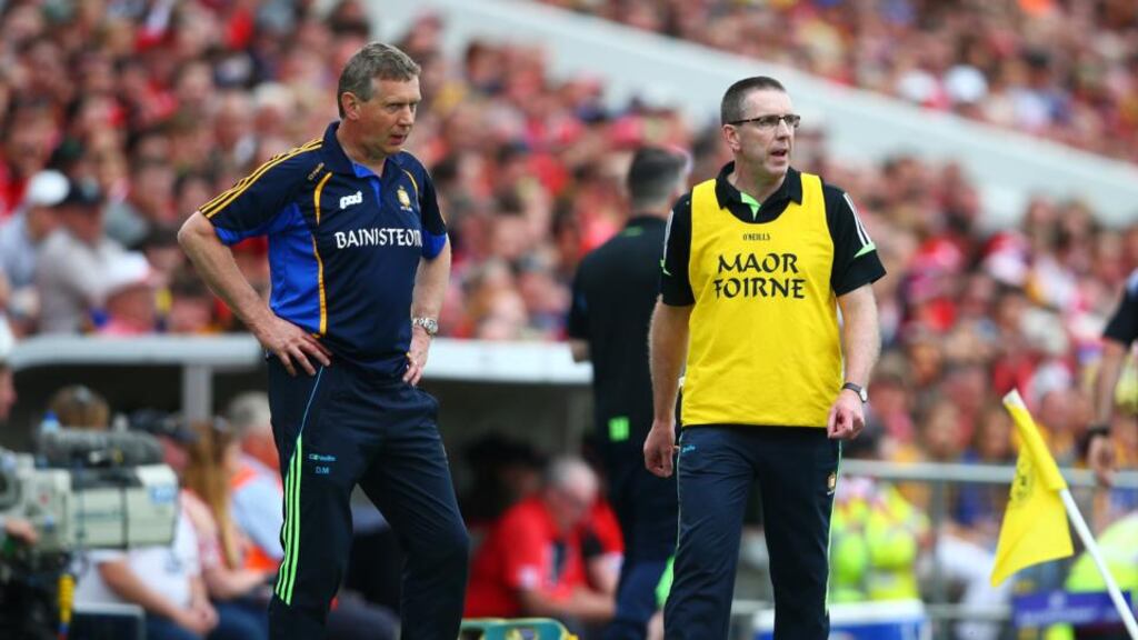 Donal Moloney and Gerry O’Connor’s Clare will take on Tipperary in the All-Ireland quarter-finals. Photograph: Cathal Noonan/Inpho