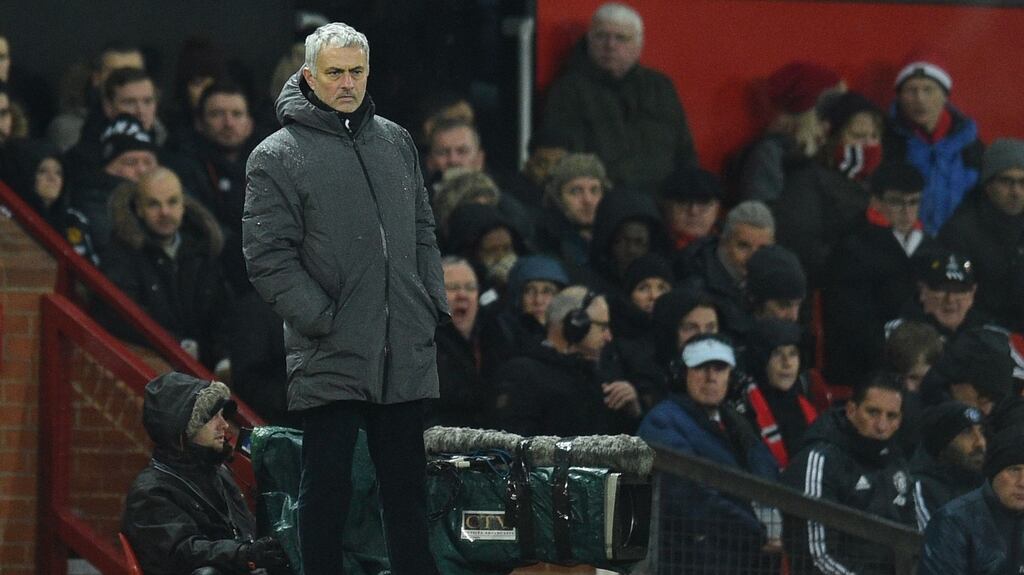 Manchester United manager Jose Mourinho looks on during an English Premier League match at Old Trafford. Photograph: Oli Scarff/AFP/Getty Images