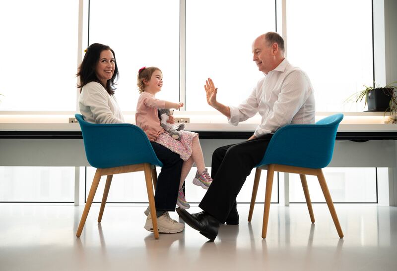 Prof Jonathan Hourihane with Eleanor and her mother, Monica. Photograph: Ray Lohan/RCSI